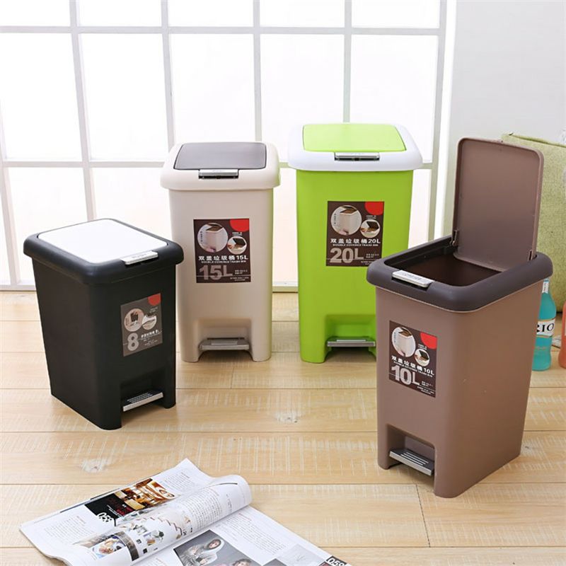 plastic household kitchen trash can